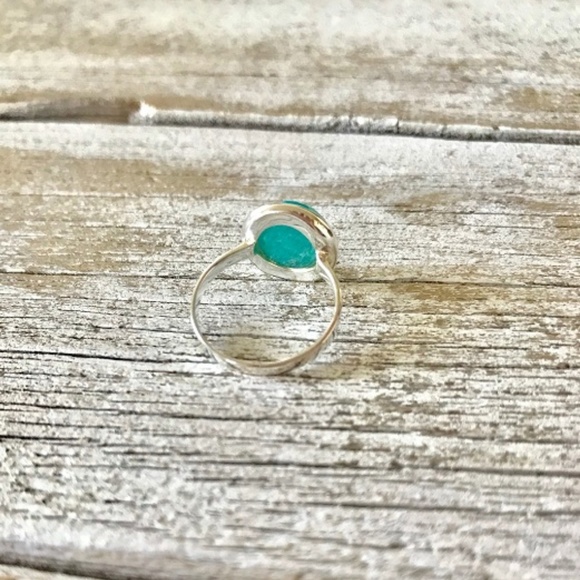 Boho Freeform Faceted Amazonite Stackable Ring - Picture 4 of 5